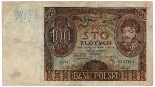 Poland Bank Polski 1930 - 32 Issue 100 Zlotych Pick 74a Foreign World Banknote