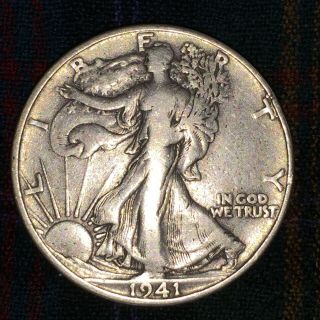 Us 1/2 Half Dollar 50 Cent Walker 1941 S - F