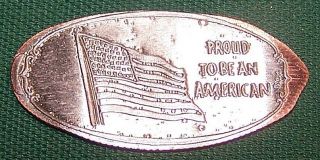 Kir - 62: Vintage Elongated Dime: Proud To Be An American (u.  S.  A.  Flag)