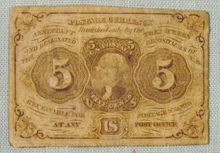 Civil War 5 Cent Fractional Currency Note First Issue - 1862 - 1863