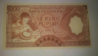1958 Indonesia 1000 Rupiah Banknote Pick 61 Choice Uncirculated