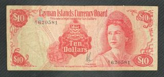 1974 Cayman Islands 10 Dollar Bank Note Fine Nr