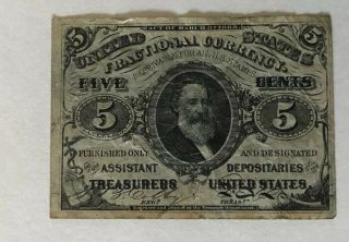 Us Paper Money Fractional Currency 5 Cent