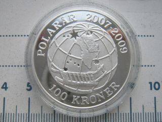 Denmark Silver 100 Kroner 2008,  International Polar Year 2007 - 2009 Proof
