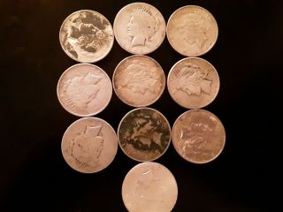 10 Silver Peace Dollars From 1922 To 1924 D - 1 S - 2 P - 7 Varies