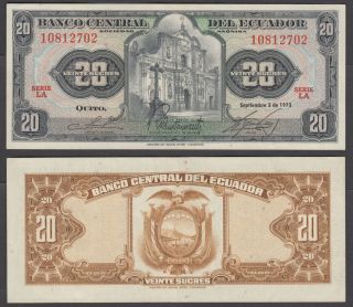 Ecuador 20 Sucres 1973 (xf) Crisp Banknote P - 103b