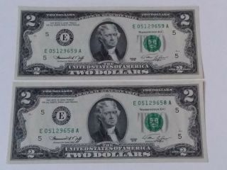 1976 $2 Federal Reserve Notes,  4 Consecutive,  uncirculated 2