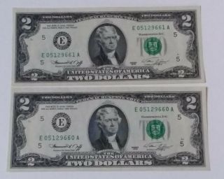 1976 $2 Federal Reserve Notes,  4 Consecutive,  uncirculated 4