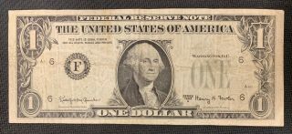 1963 U.  S.  $1 Dollar Federal Reserve Note Nr