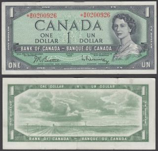 Canada 1 Dollar 1954 (1961 - 72) Replacement Note Qeii (vf, ) Km 75b