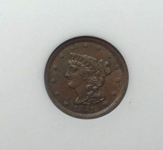1851 Braided Hair Half Cent Ngc Au58 Br Valued At $215