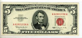 Series 1963 Five Dollar $5 Bill Red 038a