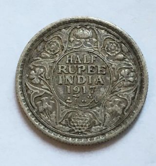 British India 1/2 Rupees 1917 B