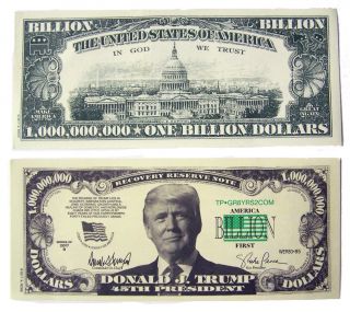 100 Bills Of Fake Trick Donald Trump Billion Dollar Bill Play Money Dollars Joke