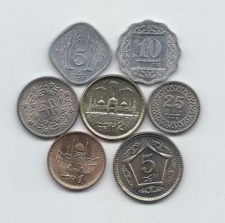 Pakistan 1981 - 2006 7 Coins Uncirculated Set 5 10 25 50 Paise 1 5 10 Rupees