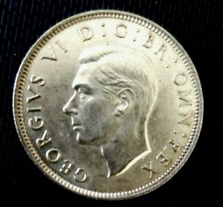 1944 United Kingdom Great Britain George Vi Silver Florin 2 Shillings Coin
