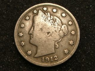 1912 - S Liberty Head V Nickel F Key Date