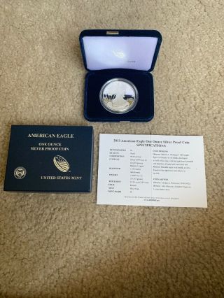 2013 W American Eagle One Ounce Silver Proof Coin W/ And Box - Us
