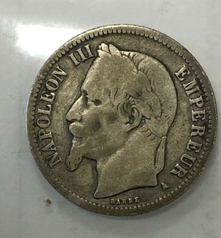 France - One Franc - 1866a - Paris - Km - 806.  1 - Very Fine - Silver Coin