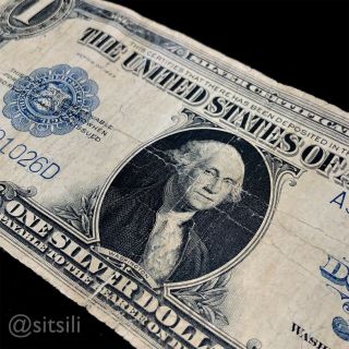 U.  S.  1923 Series Washington One Dollar Bill - Large Size Blue Seal Note 3