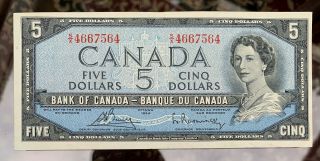 S/x 4667564 Bank Of Canada 1954 $5 Dollar Banknote Bouey Rasminsky