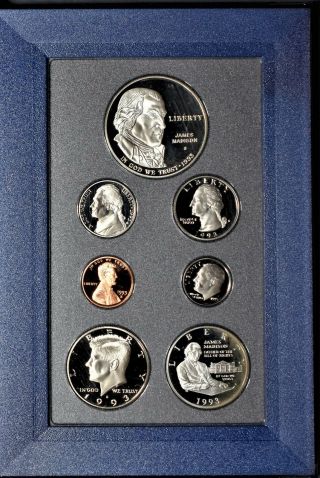 1993 Us Prestige Proof Set Bill Of Rights Silver Dollar - Box & Pps1993