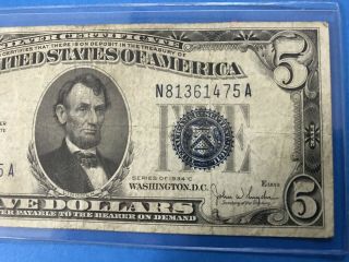 1934 C $5 Five Dollar Silver Certificate 3