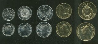 Solomon Islands Set,  10,  20,  50 Cents,  1,  2 Dollars,  5coins 2012,  Unc