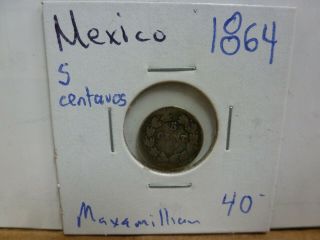 1864 M Mexico 5 Centavos - Maxamillianos