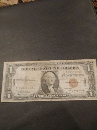 1935 - A Silver Certificate United States One Dollar $1 Hawaii