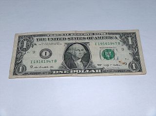 2009 $1 Dollar Bill Us Bank Note 2 - Year 