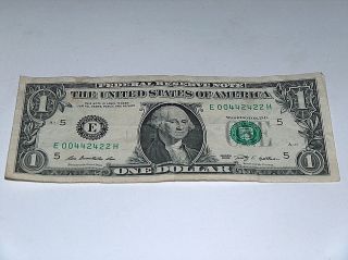 2009 $1 One Dollar Bill Us Note Even 0 2 4 Pairs 00442422 Fancy Serial Number