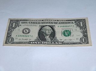 2013 $1 One Dollar Bill Us Note High Block 4 - 8 