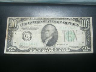 1934 Series A $10 Federal Reserve Note Ten Dollar Bill