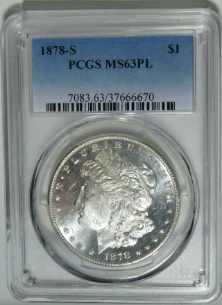 1878=s Morgan Dollar Pcgs Ms 63 Pl