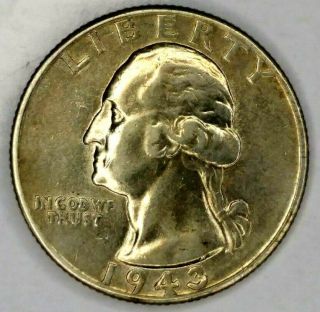 1943 - P 25c Washington Quarter 19uuw0514 Au 90 Silver 50 Cents For