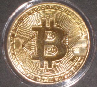 Bitcoin Gold Plated.  999 Fine Copper Collectible Cryptocurrency Novelty Coins