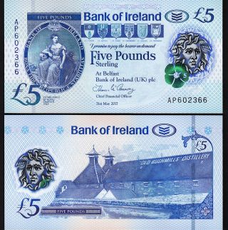 Northern Ireland,  Ireland Bank 5 Pounds 2017 2019,  Unc,  P. ,  Polymer