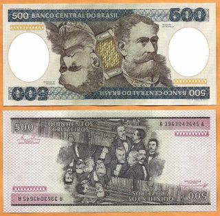 Brazil,  Nd (1981 - 85),  Unc,  500 Cruzeiros,  Banknote,  Paper Money Bill,  P - 200b