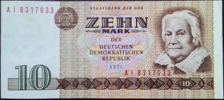 East Germany (ddr) Banknote - 10 Zehn Mark - Year 1971 - Clara Zetkin