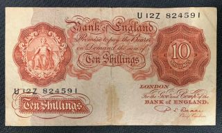 1949 - 1955 Bank Of England 10 Shillings Note Vg,  Nr