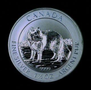 2014 Canada Silver Arctic Fox $8 1.  5 Oz.  999 Fine 001
