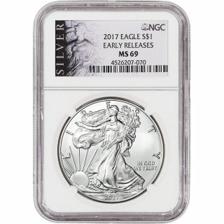 2017 American Silver Eagle - Ngc Ms69 - Early Releases - Als Label
