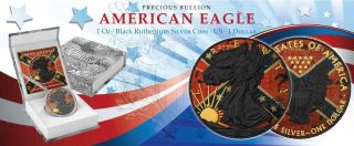 USA 2017 1$ American Eagle 1 Oz Liberty Confederate Flag Ruthenium Silver Coin 3