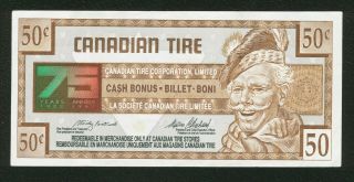 Canadian Tire Money Vintage 50 Cent Half Dollar Note 75th Years