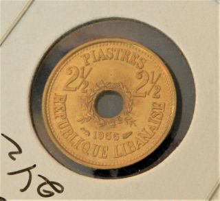 1955 Lebanon 2 1/2 Piastre Awesome Coin - See Pics^^^
