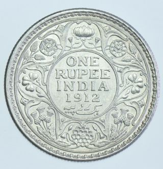 India British George V Rupee,  1912 Calcutta Silver Coin Bu