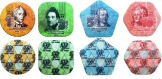 Composite Plastic Coins Moldova/transnistria,  Full Set 1,  3,  5,  10 Rubles,  2014