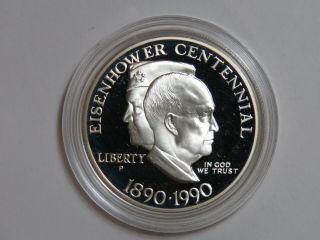 1990 - P Eisenhower Commemorative Silver Dollar - Coin & Capsule - Proof