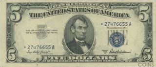 1953 - A United States $5 Silver Certificate Star Note